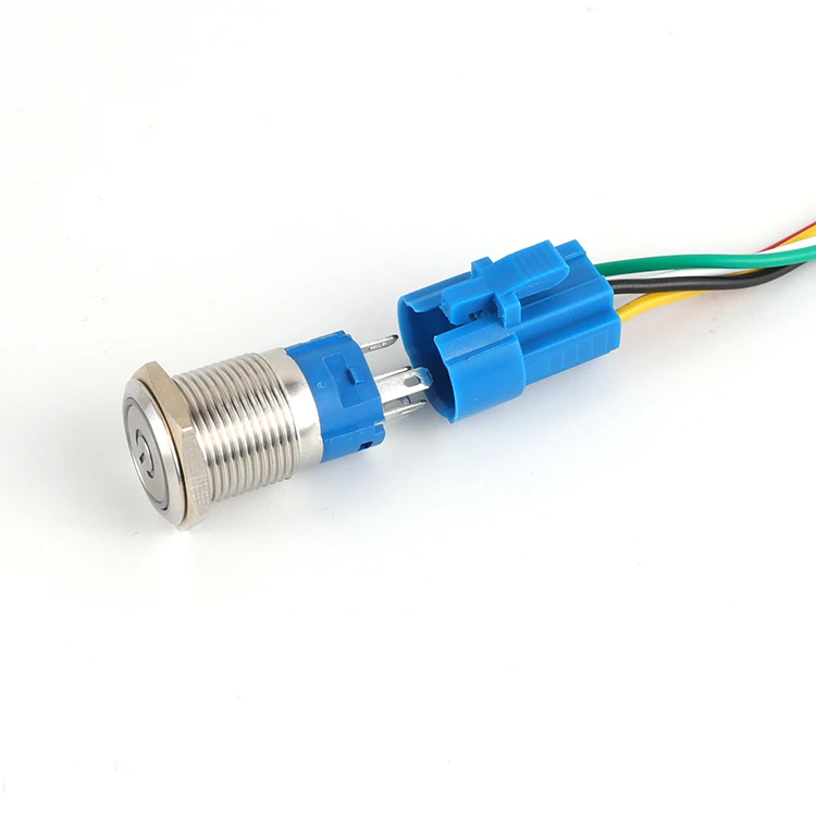 19mm 1NO1NC Latching Momentary 12v led illuminated push button switch customize symbol push button switch