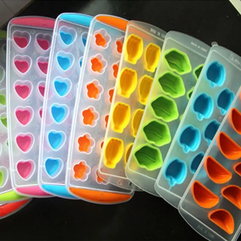 1pc Random Color Reusable Ice Molds Silicone Ice Cube Tray Freeze Mould Mold Maker Fruit Model Mold