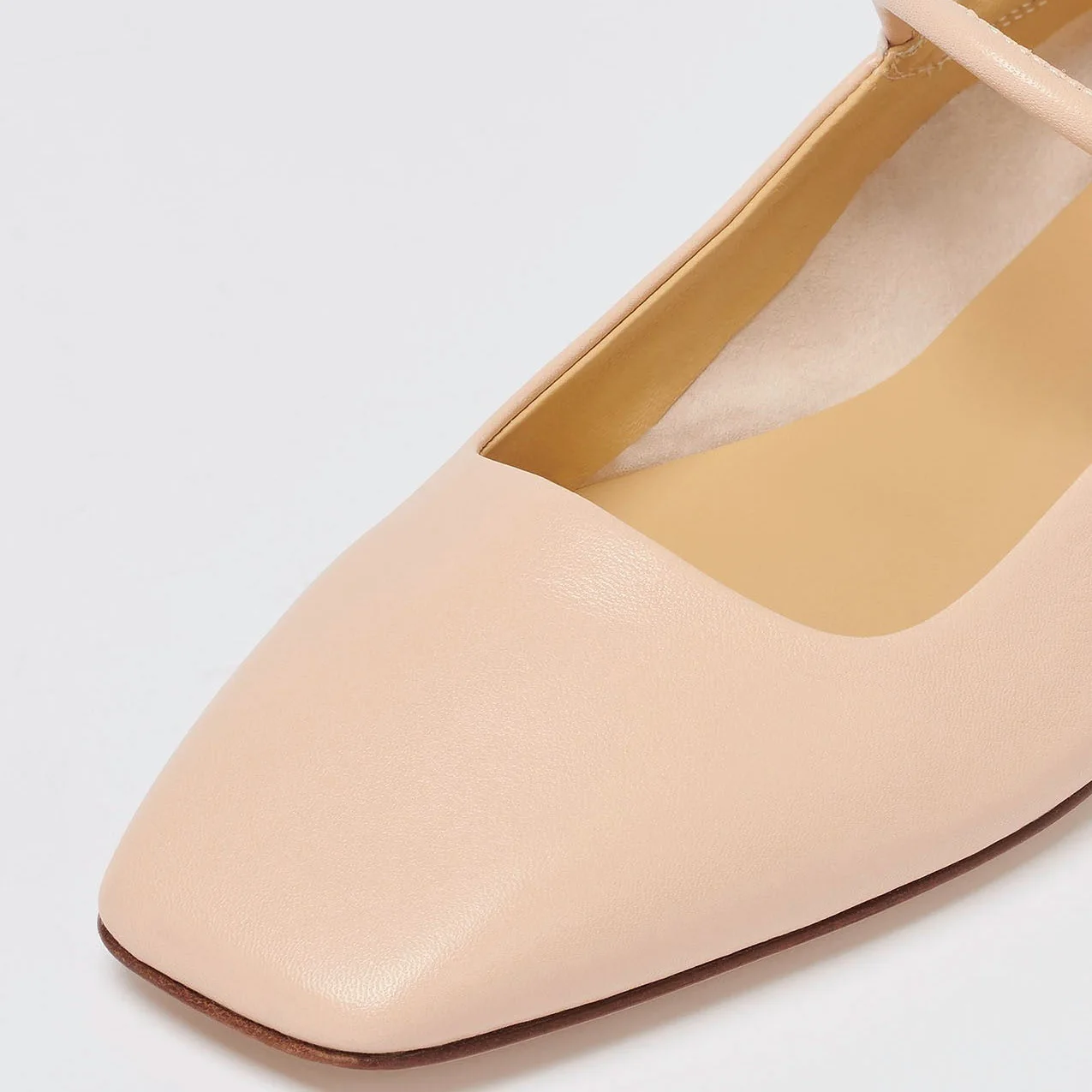 Customized Design New Elegant Square-toe Mary Janes Style High end Quality Luxury Leather Upper  Flat Ballets Pumps