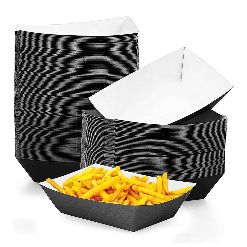 Disposable Takeaway Fast Food Packages French Fries Chicken Nuggets Wings Restaurant Snack Boat Paper Food Tray