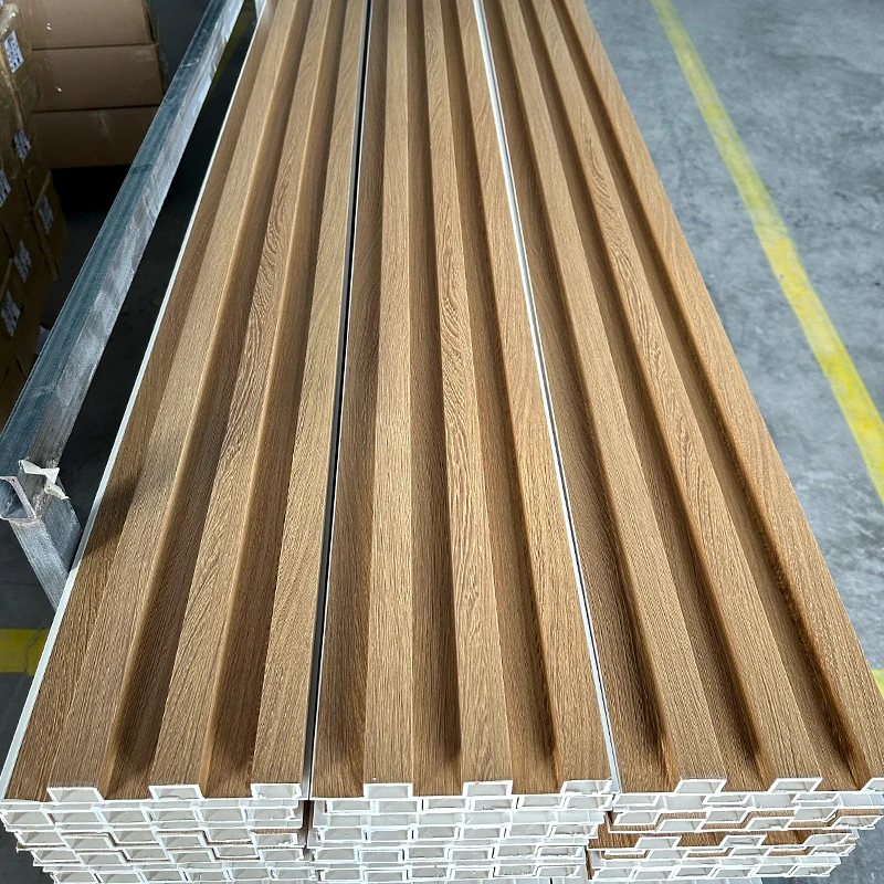wood grain 3d pvc wall cladding 195*27 wpc fluted wall panel