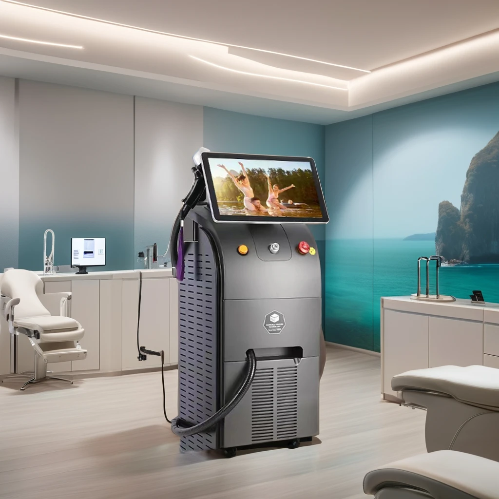 Diode laser 4 wave hair removal device 1600W Four waves with AI skin scanner Adjustable tips