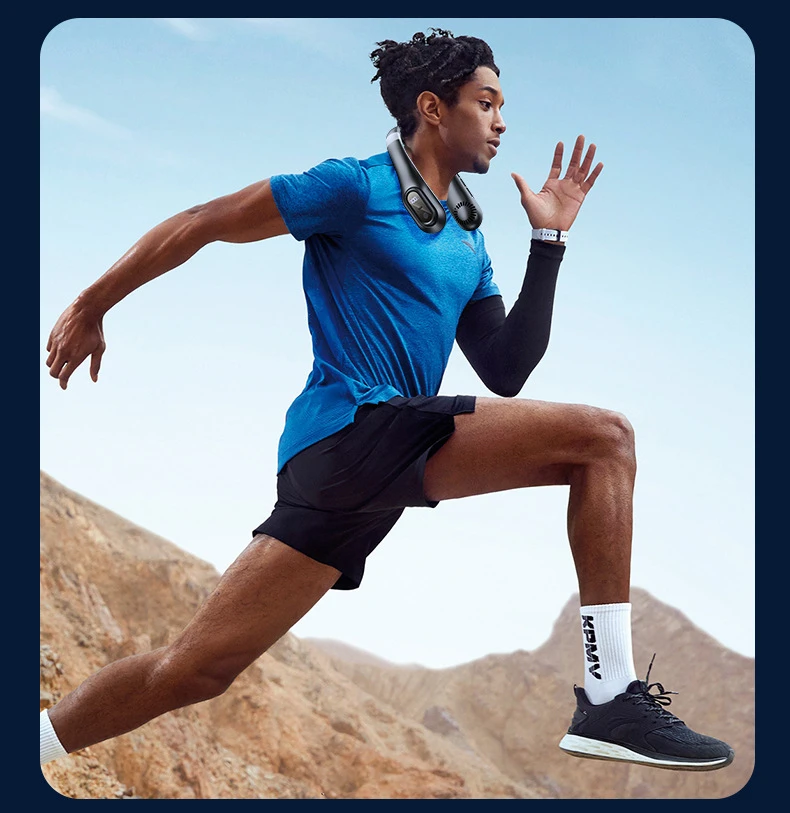 Personal Portable 3000mAh USB Rechargeable Bladeless Hanging Sport Neck Fan Indoor Outdoor Use for Car and Household 3 Speeds