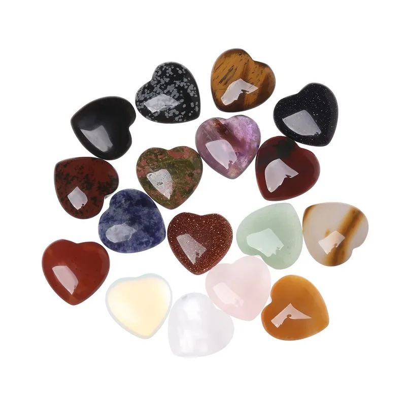 Custom size Natural Semi-precious Stone crystal craft heart shape stone for decoration