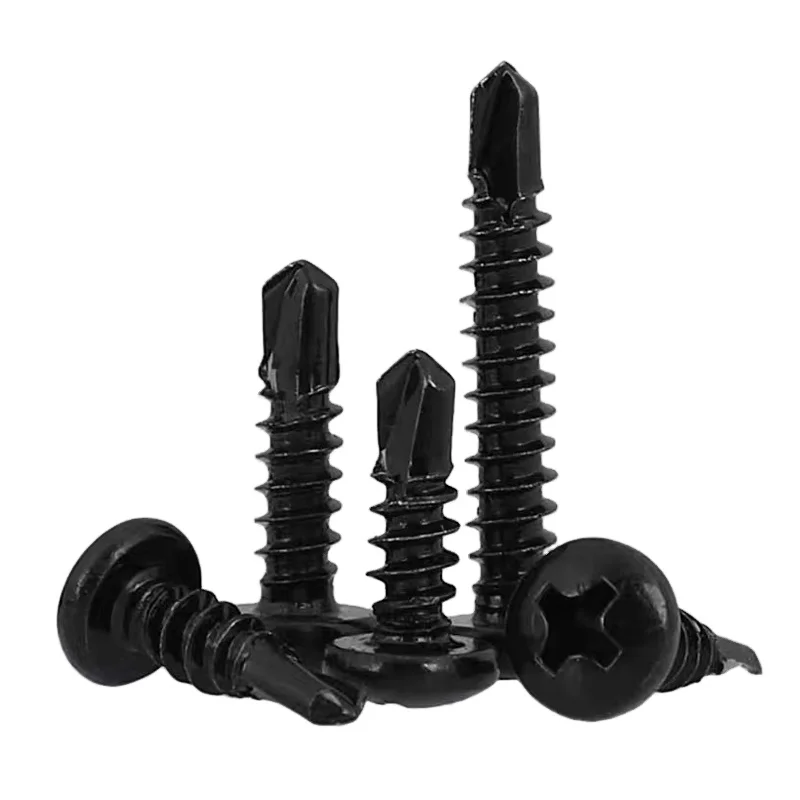 4.2mm ASTM A325 A307 GR2 GR5 Gal Steel Black Oxide Phillips Drive Pan Head Round Head Self Drilling Screw Roofing Screw DIN7504