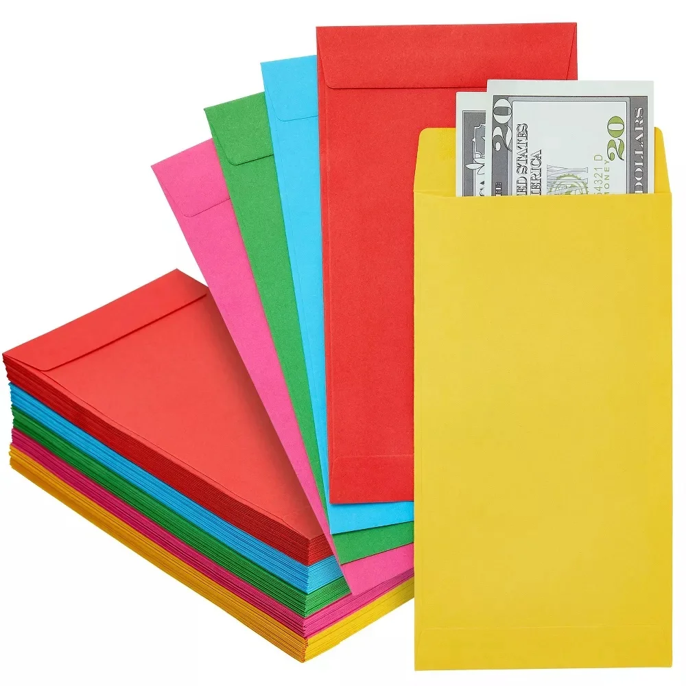 Лидер продаж оптовая продажа многоцветная упаковка на заказ бумажный конверт для наличных денег и