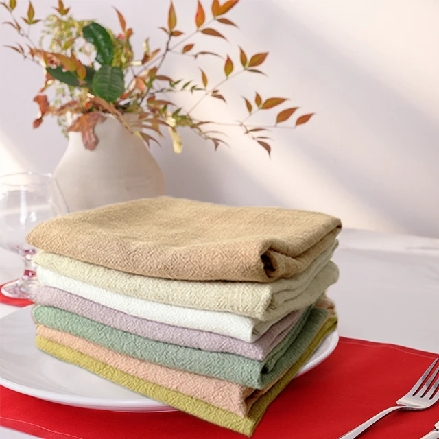 Cotton Linen Napkin Cloth Household Kitchen Plain Placemat Square Tea Ramie Cotton napkin