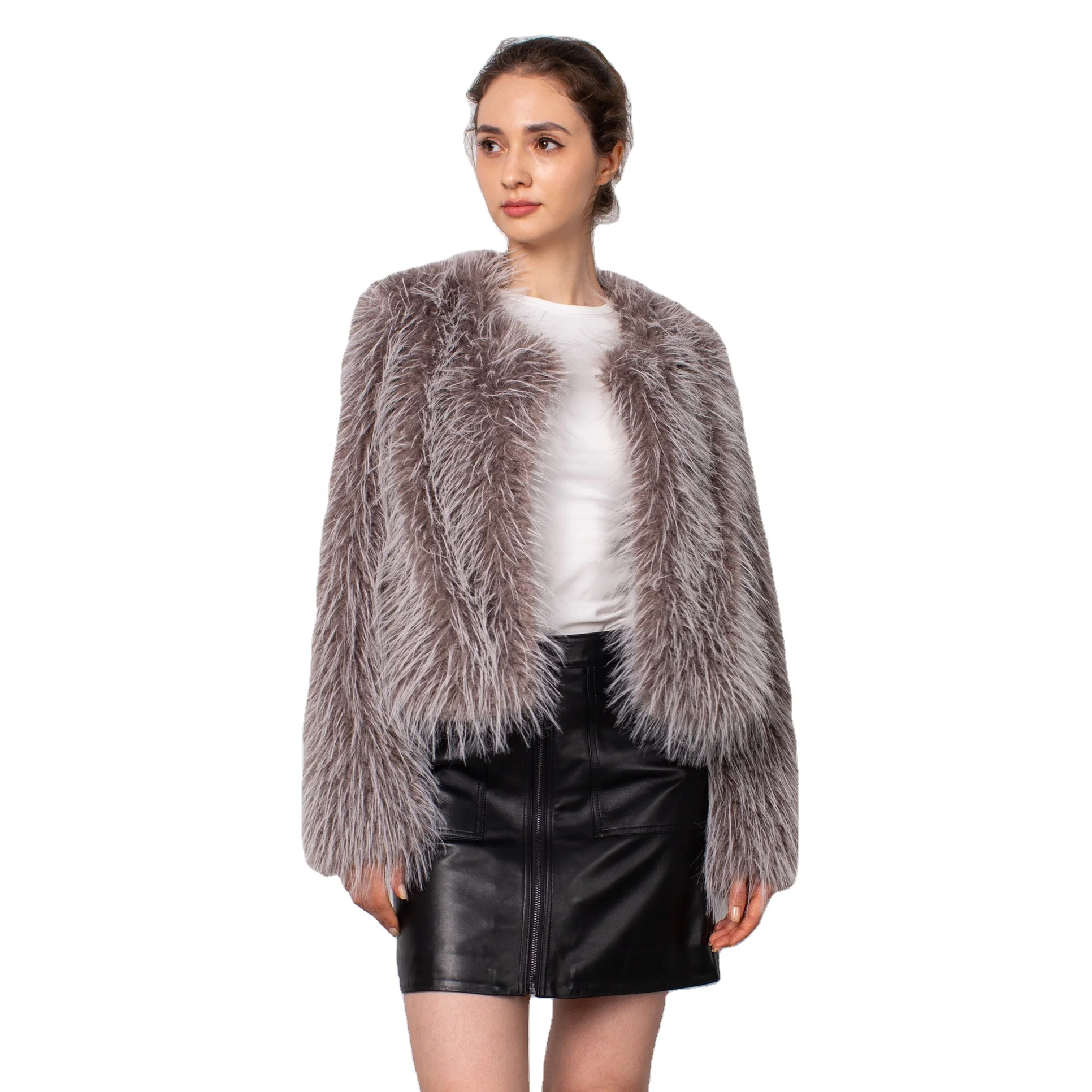 Raccoon Fur Jacket New Women Natural Fur cropped Winter Warm Faux Fox Fur Coat Ladies Outerwear
