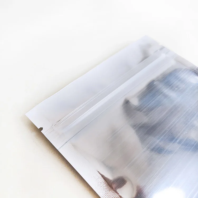 9x14 cm In stock clear front silver back resealable mylar transparent silver stand up pouch package bag