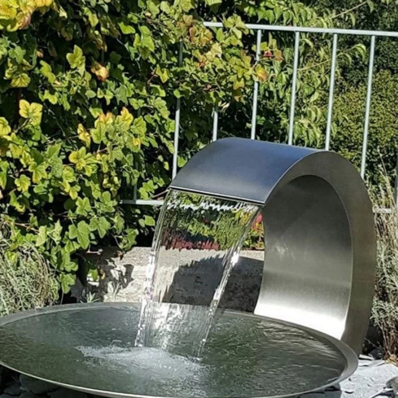 Stainless steel waterfall fountain sculpture swimming pool fountain statue