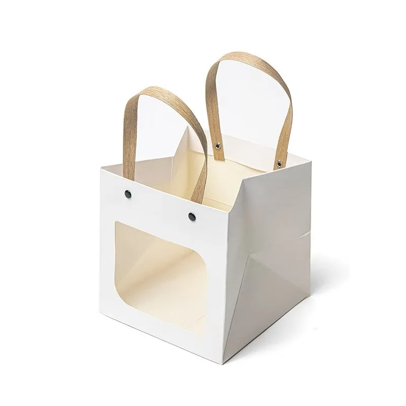 Kraft Paper Bags with Handle Recyclable Window Opening Paper Bag, Wedding Souvenir Gift Packaging Bag