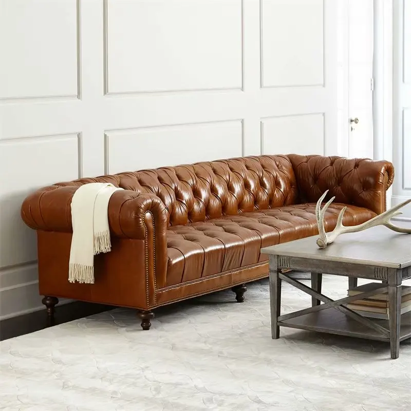 Custom furniture  Sitting room Italian cowhide 3-seater sofa