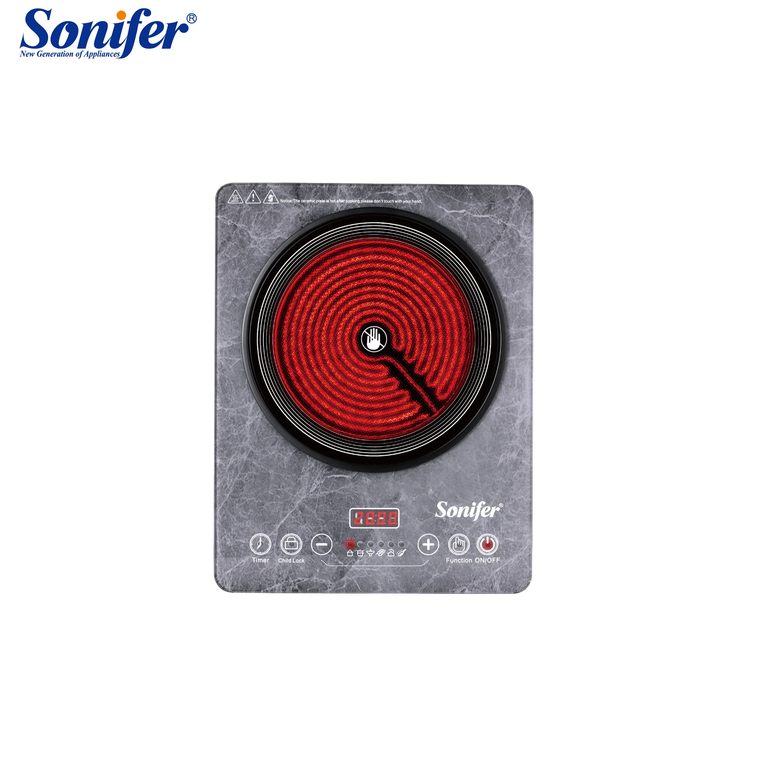 SF-3066 Sonifer для домашнего использования 2000 Вт с одним стеклянным нагревом электрическая сенсорная цифровая Инфракрасная Плита