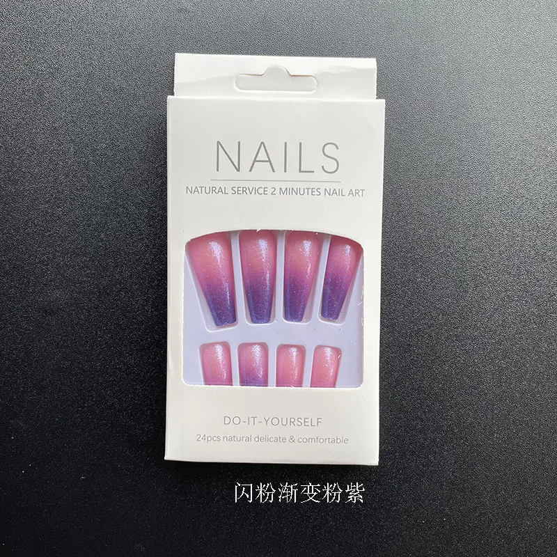2022Adiyat  Hot Sale  Europe and the US style  long ballet nail gradient color long trapezoidal false nails press on nail