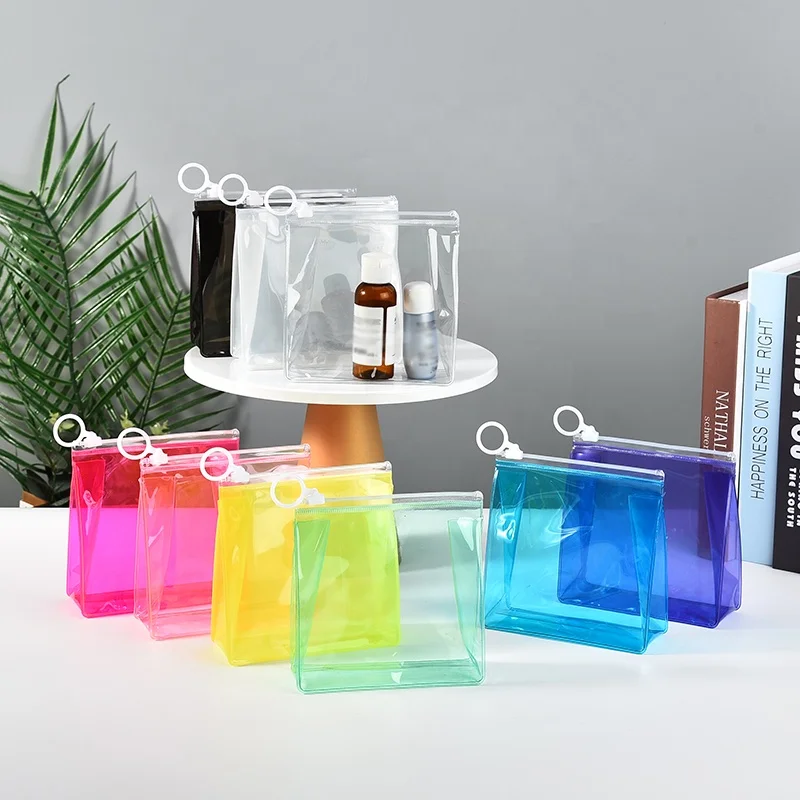 Ready To Ship S size 13x13x5cm clear zipper pvc cosmetic bags multi-functional toiletry waterproof frosted plastic zip top bag