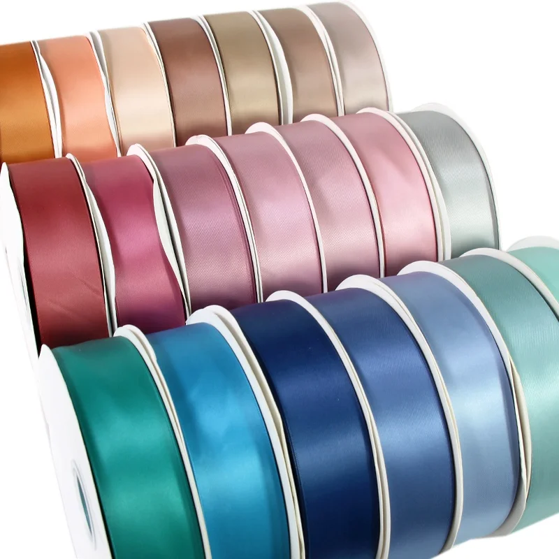 Custom Stocked 196 Colors Satin Ribbon 4 cm Solid Color Plain Polyester Ribbons Supplies for Ribbon Roses