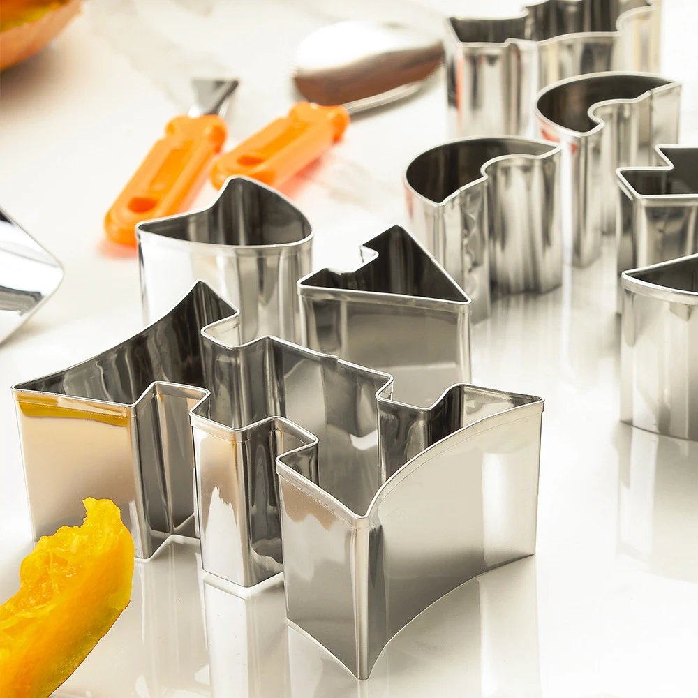 Professional Halloween Pumpkin Punchers Stainless Steel Carving Stencils DIY Kit Kitchen Accessories