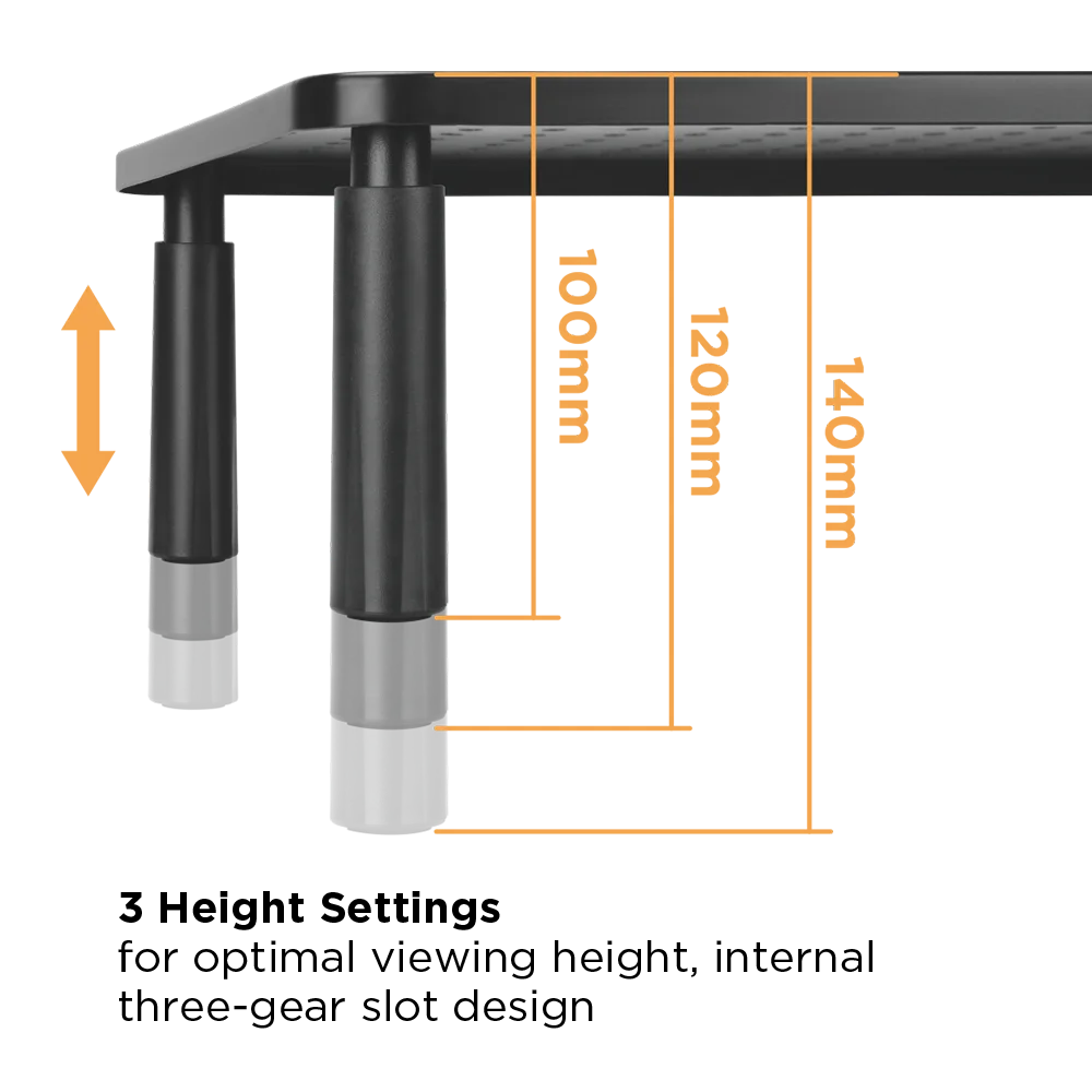 Customizable Office Use Plastic Ventilated Height Adjustable Monitor Laptop Riser Stand for Dual Monitors