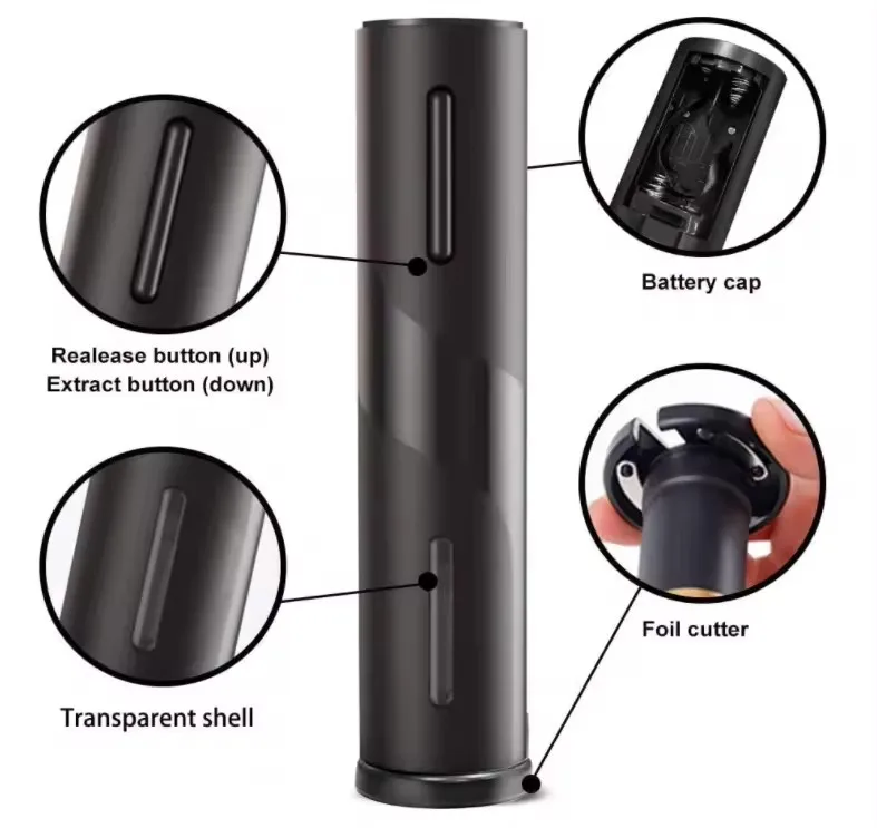Custom Logo One Touch Battery Automatic Wine Corkscrew Bottle Opener Kit Electric Wine Opener Set