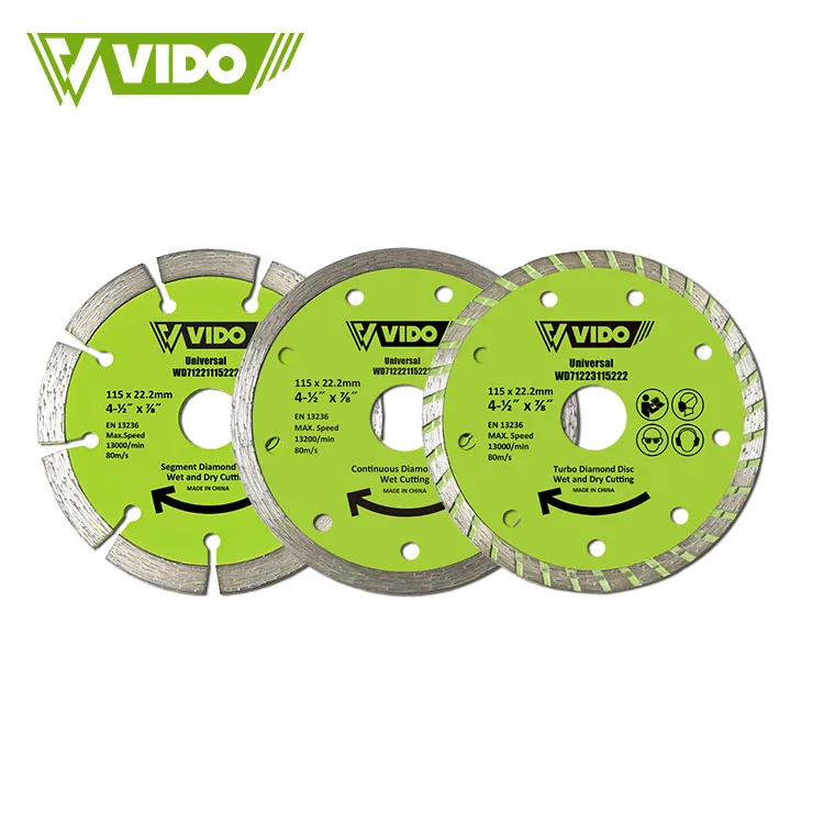 VIDO cutting disc high quality hot sale durable 4.5in 5in 7in 9in segment diamond saw blade for Stone