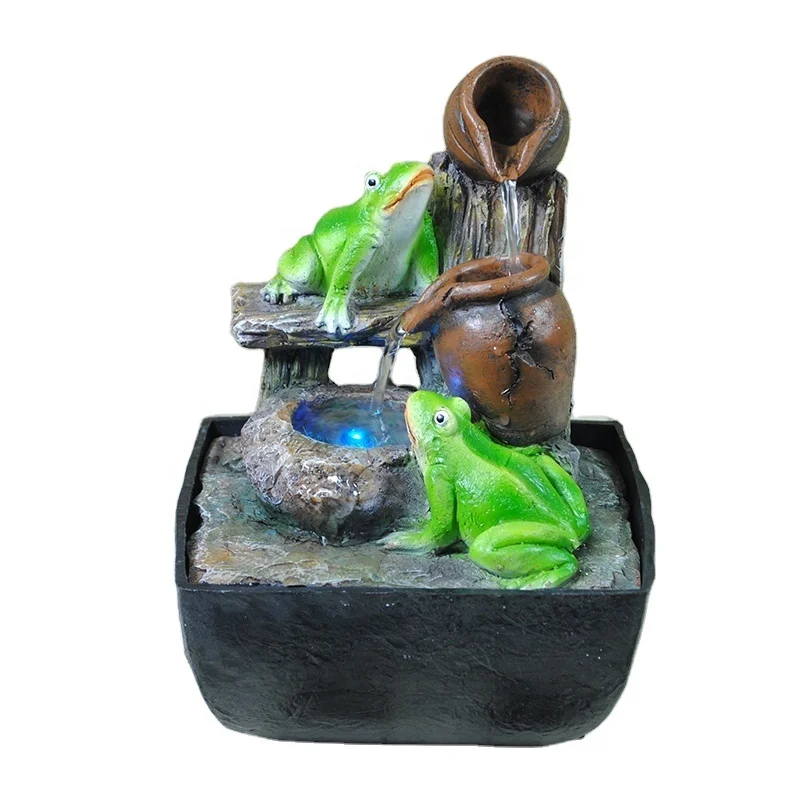 animal design polyresin frog ornament indoor water fountain decoration