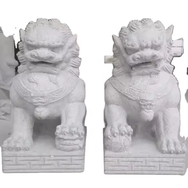 Hand carved Natural granite animal carvings Chinese stone front door Lions statues