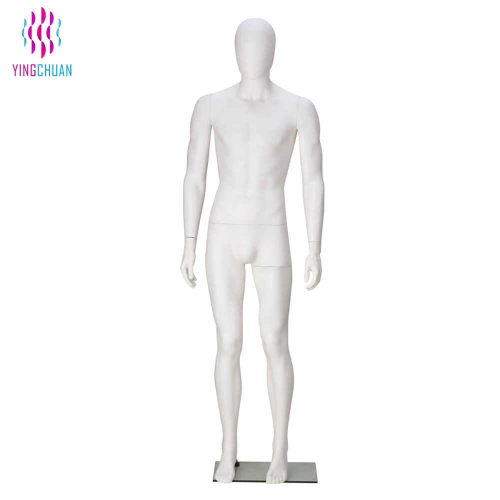 White Full Body Standing Mannequin Plastic Life Size Male Mannequin With Egg Head