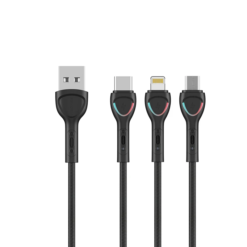  6A Usb плетеный провод для быстрой зарядки линии передачи данных Type-C зарядный порт USB кабель с градиентом блестящими светодиодами