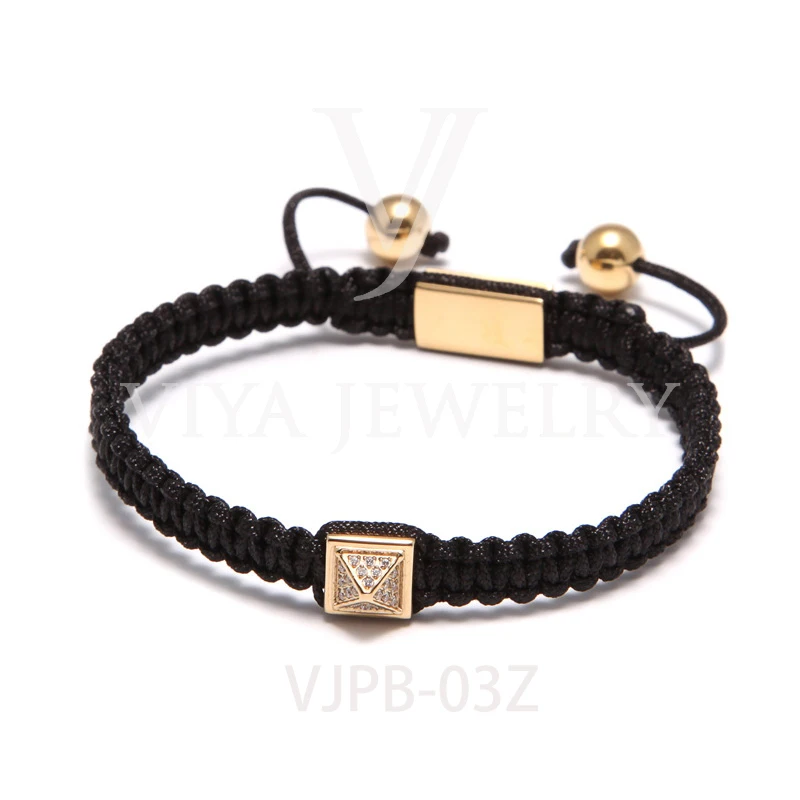 
Luxury gold men bracelet stainless steel beads bracelet macrame red rope bracelet 