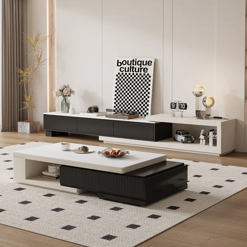Nordic TV Stand Modern  Rectangle Coffee Table And TV Unit Cabinet Combination  Modern TV Table Set