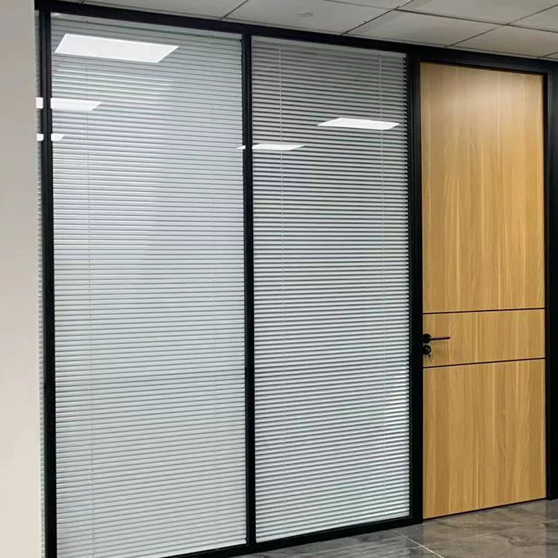 Stainless Steel Frame Door Wall Glass Partition Panel Interior Room Divider Office Cubicle Partition