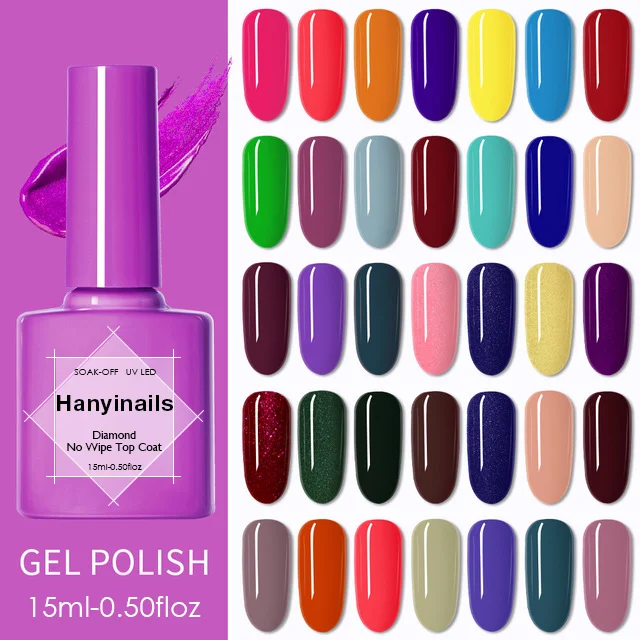 Профессиональная Косметика Hanyinails Заводская поставка гель-лака для ногтей лак оптом светодиодный цвет веганов не вытирать краску УФ-гель