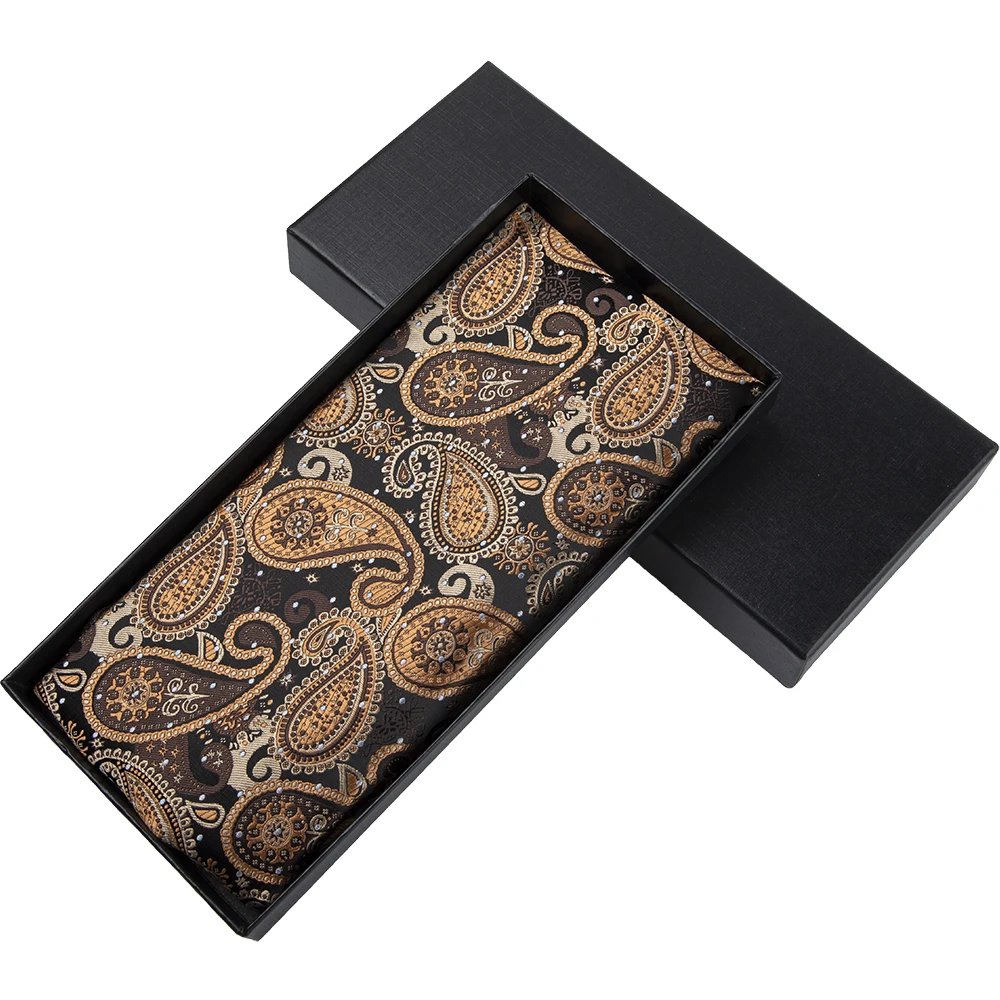 100% Microfiber Polyester Ascot Tie for Men Yellow And Blue Paisley Fashion Patterns in 2 Colors Adult Cravats Available