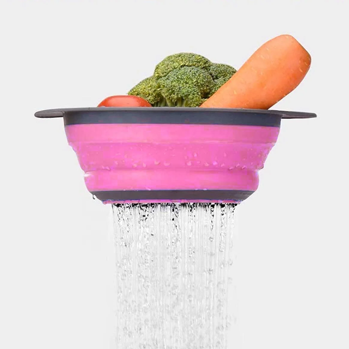Foldable silicone food strainer collapsible kitchen colander