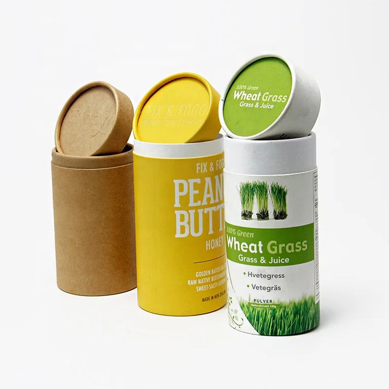 custom eco friendly recycled paper core round cylinder food grade tea coffee push up cardboard kraft paper tubes packaging