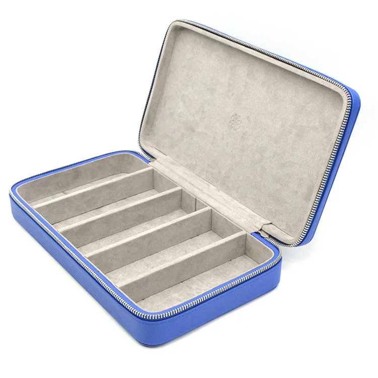 Lux Zipper Wooden Eyewear Presentation Leather Velvet Watch And Sunglasses Hard Organizer Boxes Packaging Cases & Bags 3 5 Slot