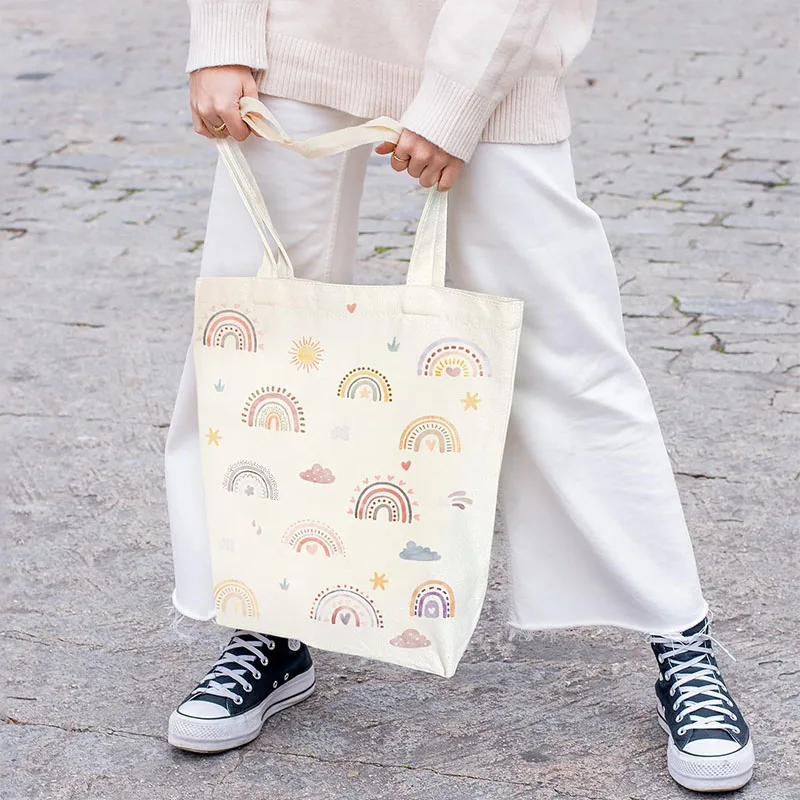 Customized Logo  printable Shopping large Personalized Initial Canvas Beach Bag Monogrammed Gift Tote Bag for Women