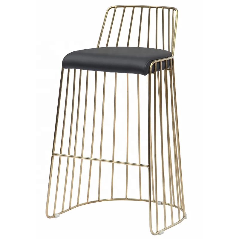Винтажный высокий барный стул в индустриальном стиле из розового золота с металлической проволокой для барного стола