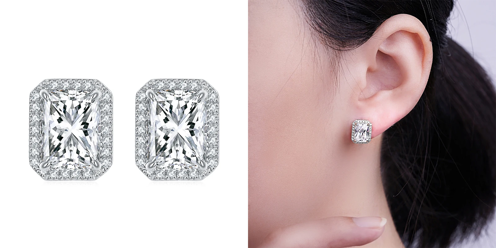 Wholesale 925 silver Jewelry Huggie Earrings Sapphire Birthstone Round Zircon Drop Earrings