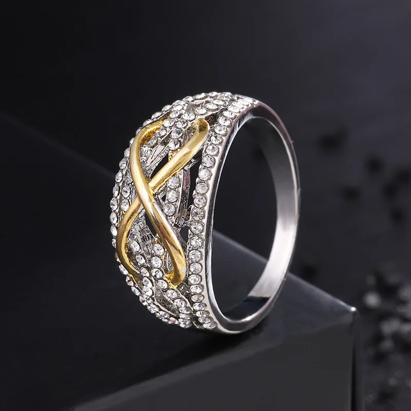 new wholesale luxury alloy rings zircon jewelry vintage crystal gold diamond rings jewelry women
