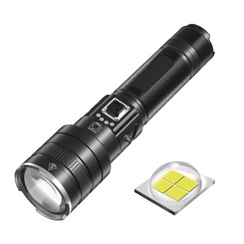 
Wholesale High Power XHP70 LED Torch Flashlights Zoomable Waterproof Camp Lamp Light Rechargeable Camping Torch Flashlight 