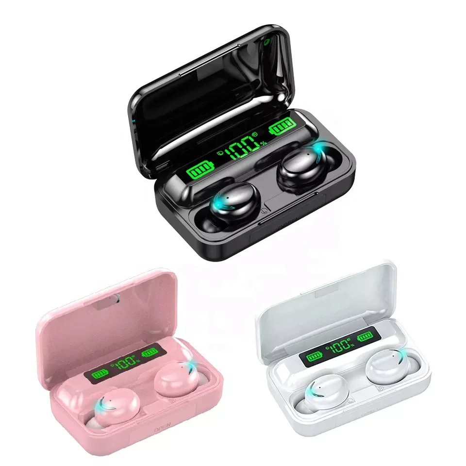 2022 Wholesale Original F9 True New F9 Twin Wireless Earphones Bt 5.0 Tws Stereo Upgrade Version F9 Series Tws 2000Mah