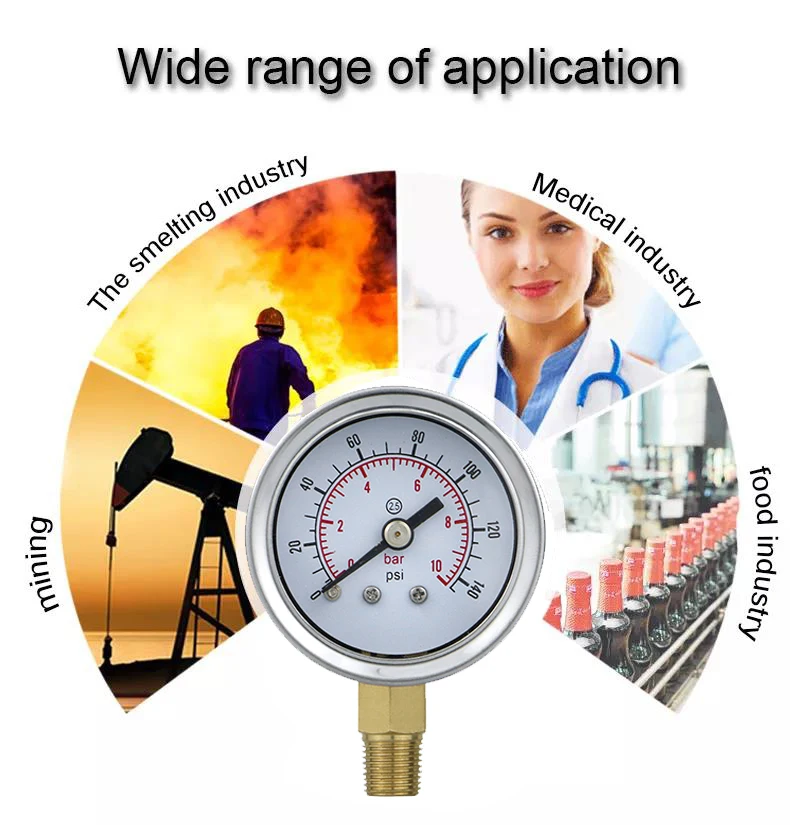 40mm glycerine manometer brass connector 1/8 thread to manometer