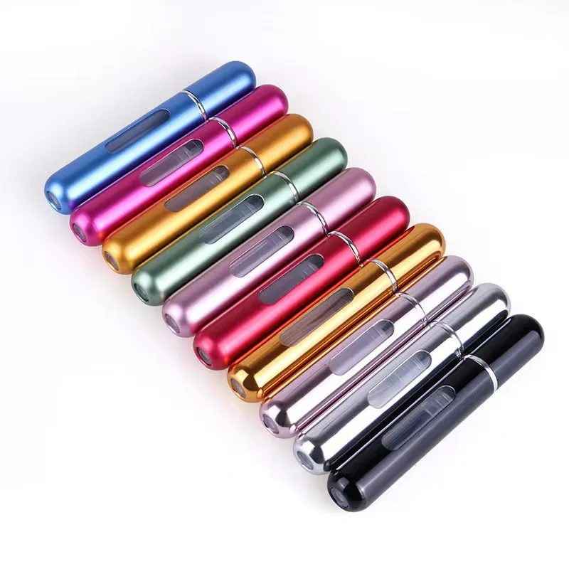8ml Mini Refillable Perfume Bottles Bottom Filling Travel Sized Aluminum Perfume Atomizer Spray Bottle