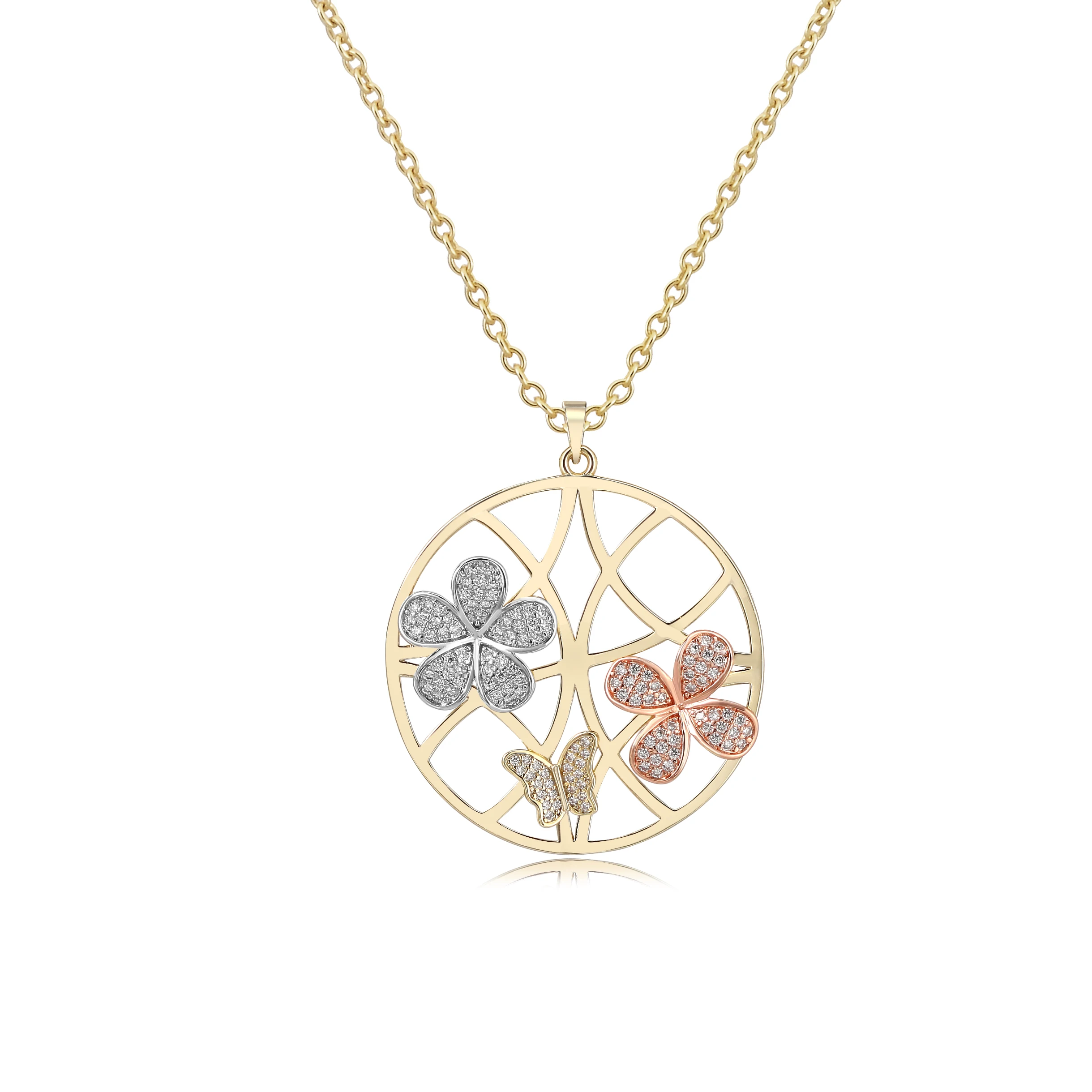 Wholesale Customized DIY jewelry Wedding party Butterfly knot women set cooper brass pendant and necklace 925 silver jewelry