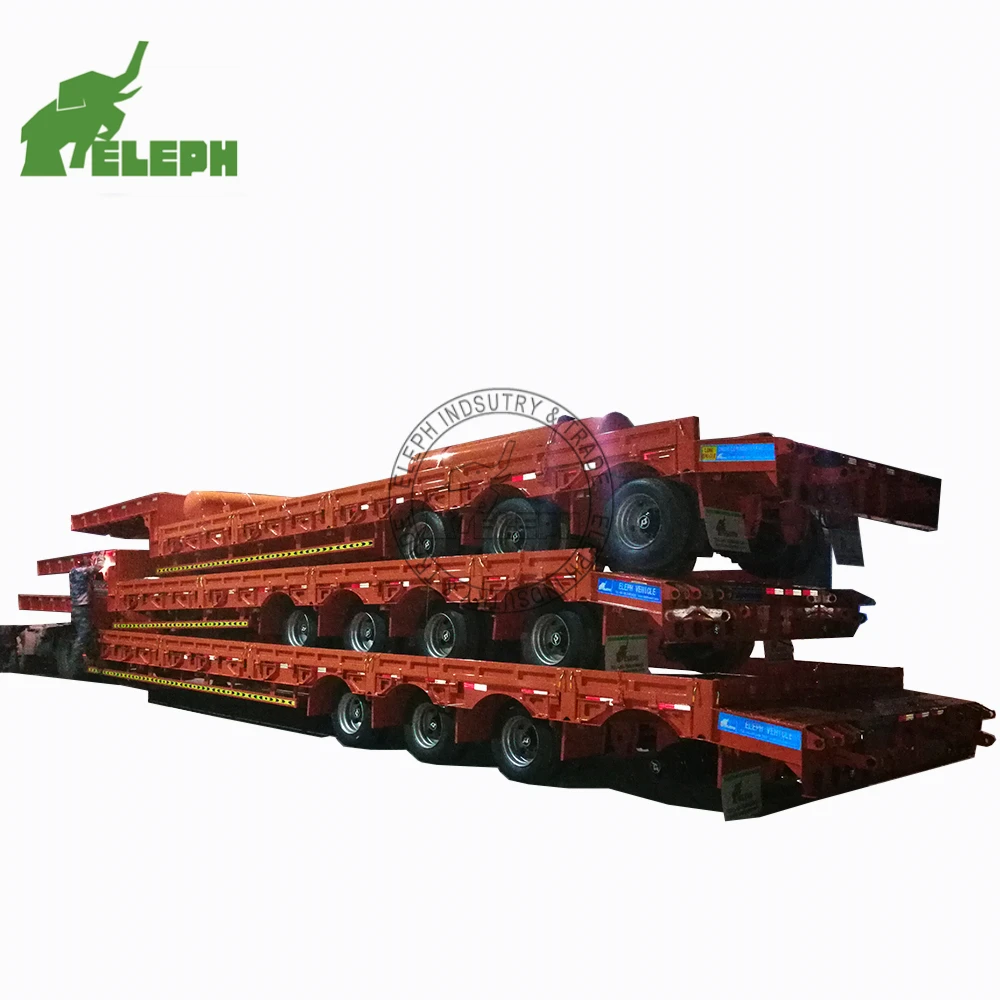 4 оси Heavy Duty усиленный низкорамный полуприцеп грузовика 80 тонный