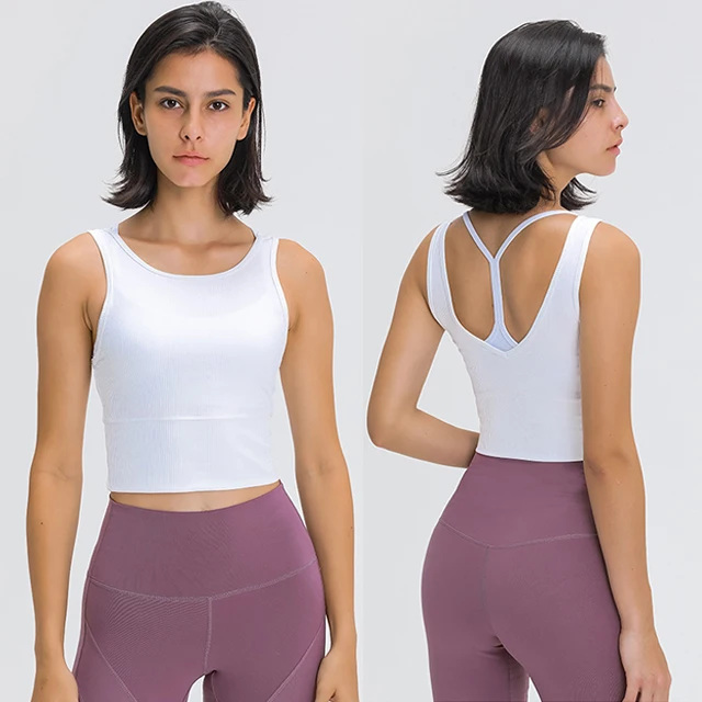 Оптовая продажа в рубчик удобный бюстгальтер спортивный топ купальник с пуш-ап эффектом, красивые воздействия Gymwear бюстгальтеры, нижнее белье для женщин тренировки Топы