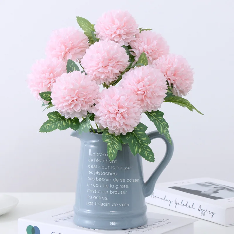 Hot Sale Cheap Single Stem Silk Ball Chrysanthemum Artificial Dandelion Flowers