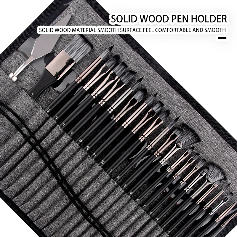 24 Pcs Professional Paint Brush Set Artist With Carrying Case Premium Paint Brushes For Acrylic Painting