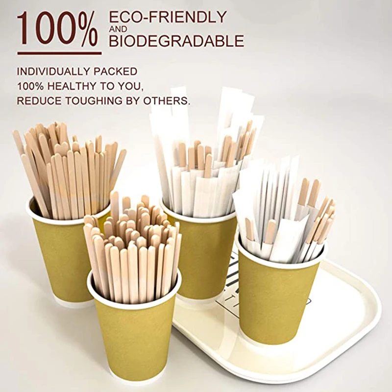 Natural disposable wood The cheapest wooden teaspoon stick espresso Wooden coffee blender with custom packaging